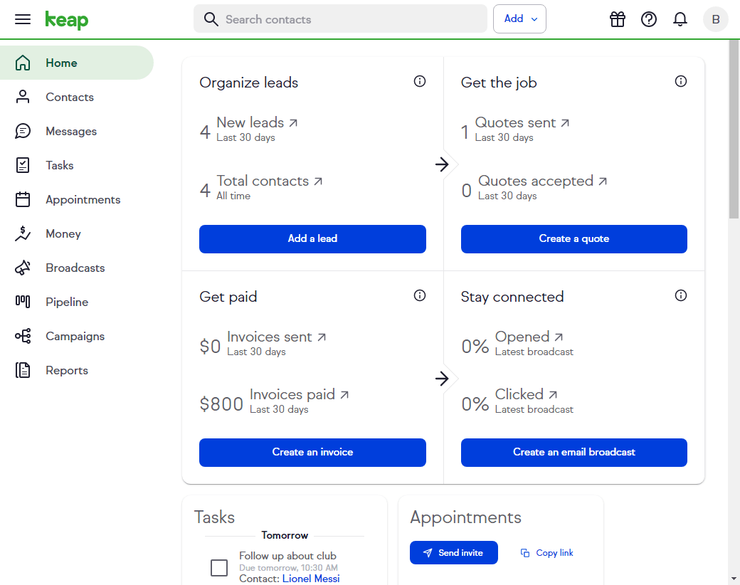 keap review screenshot Keap review screenshot
